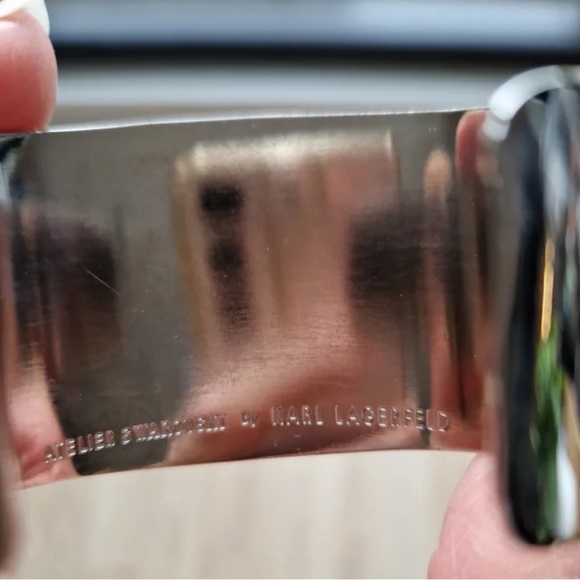 Atelier Swarovski Karl Lagarfeld KK Silver Cuff. Karl Lagarfeld Hip Chic Cuff. - Picture 11 of 16